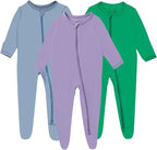Baby Boy Footed Pajamas with Mittens, Rayon Made from Bamboo Sleepers, 2 Way by GUISBY