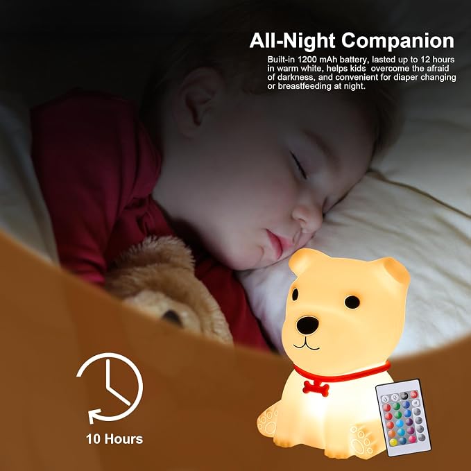 Tremdwoto Dog Night Light for Kids, Cute Colorful Night Light - Image 5