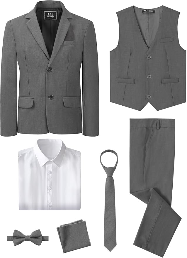 A&J DESIGN Boys 7-Piece Formal Suit Ring Bearer Outfit - Image 3