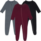 Baby Boy Footed Pajamas with Mittens, Rayon Made from Bamboo Sleepers, 2 Way by GUISBY