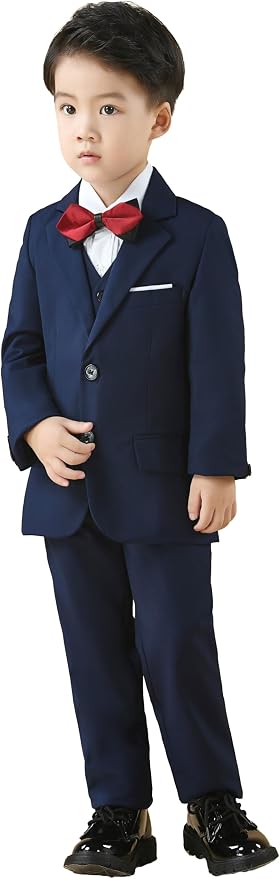 Boy's Suit Formal Slim Fit 5 Pieces Suit Set Blazer Vest Pants - Image 6