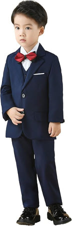 Boy's Suit Formal Slim Fit 5 Pieces Suit Set Blazer Vest Pants - Image 6