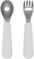 Lalo Utensils - Toddler Fork and Spoon Set - Stainless Steel and Silicone by Lalo