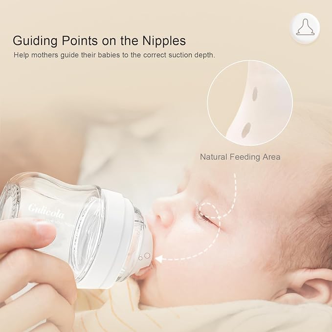 Gulicola Natural Glass Baby Bottles Set 4 Pack, Newborn Girl Breastfeeding - Image 3