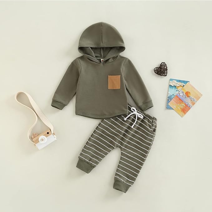 2Pcs Baby Boys Hoodie Tops Pants Set Dinosaur Deer Print Sweatsuit Fall Winter - Image 6