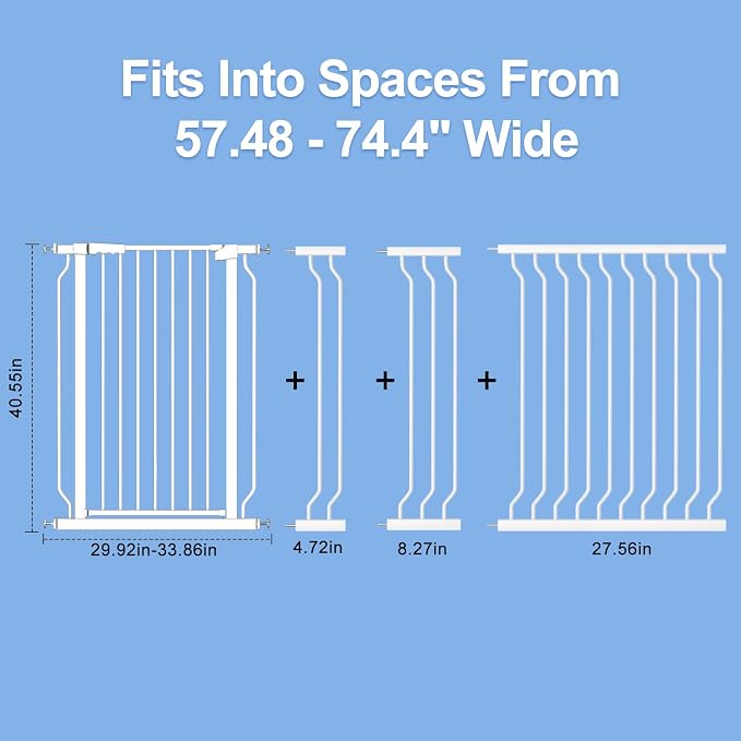 WAOWAO Extra Tall 40.55" Baby Gate 57.48-74.4" Wide Pressure Mounted Walk - Image 4