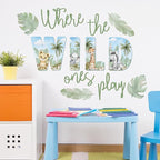 27.95x21.65 Inches Watercolor Wild Jungle Animal Wall Decals by clothmile