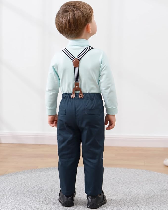 DISAUR Baby Boy Clothes Suits 4PCS Gentleman Outfit Dress Romper Beret Hat - Image 4