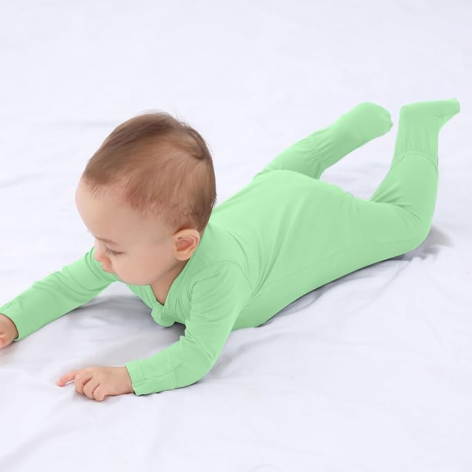 Baby Boy Footed Pajamas with Mittens, Rayon Made from Bamboo Sleepers, 2 Way - Image 3