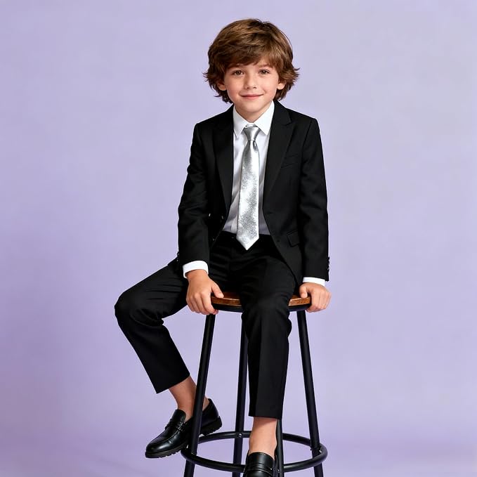 Boys Formal Suit Set 4 Pieces Kids Tuxedo Ring Bearer Outfit - Image 7