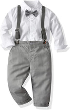 CORATED Toddler Dress Suits Baby Boys Clothes Sets Bowtie Shirts Suspenders by CORATED