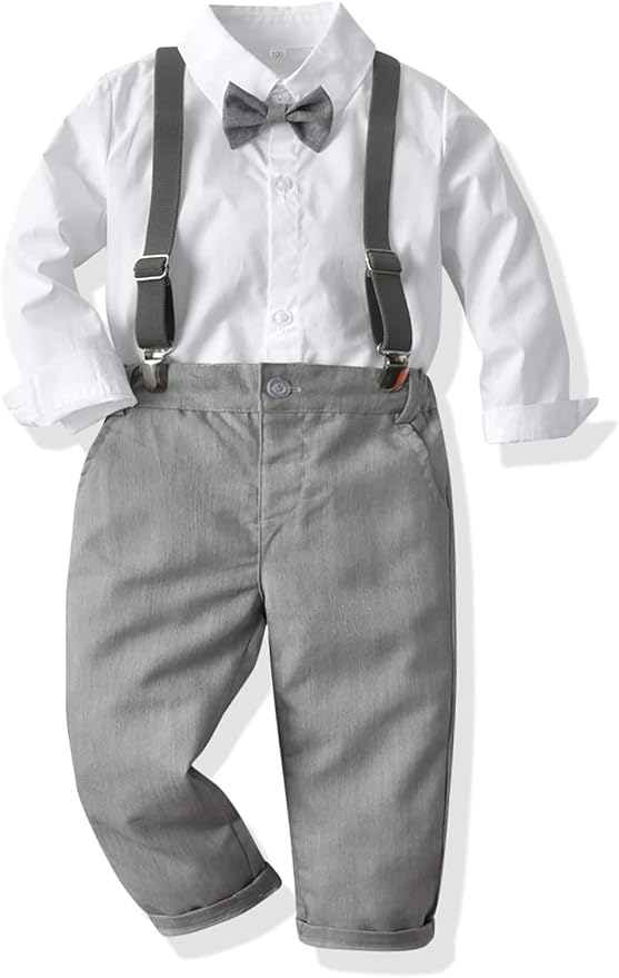 CORATED Toddler Dress Suits Baby Boys Clothes Sets Bowtie Shirts Suspenders by CORATED