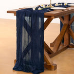Socomi Navy Blue Table Runner Spring Easter Cheesecloth Table Runner 170 inch - Image 5