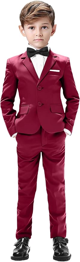 Boys Suits 5 Pieces Slim Fit Blazer Pants Black Blue Outfit Suit by Sailiiny