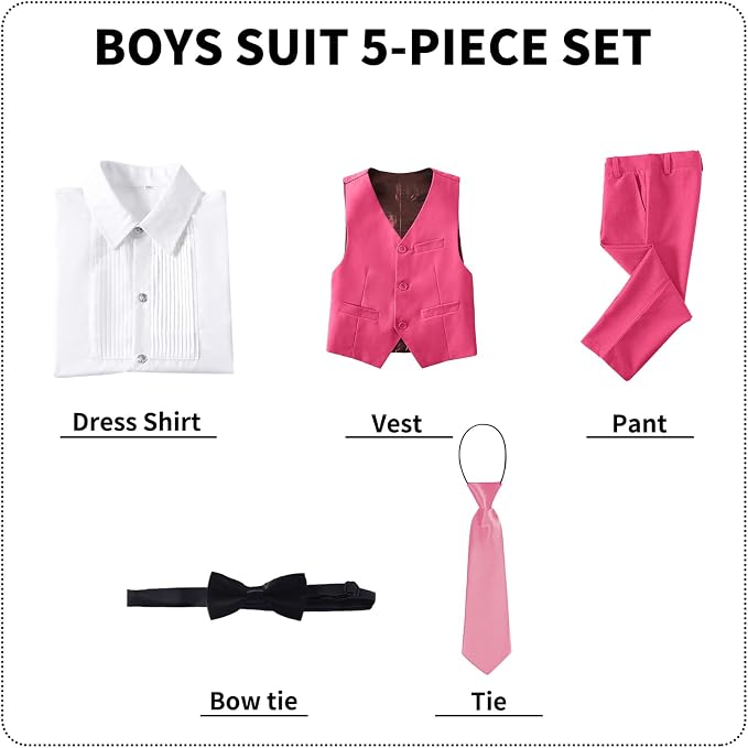 Boys' Suits Formal Slim Fit Tuxedo Boys Vest and Pants Set - Image 5