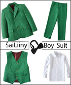 Boys Suits 5 Pieces Slim Fit Blazer Pants Black Blue Outfit Suit - Image 2