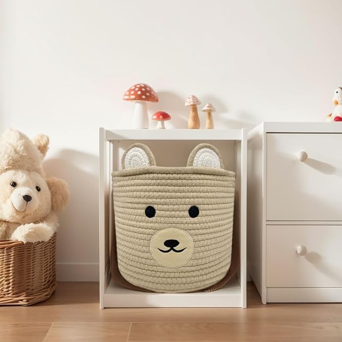 Bear Basket for Nursery, Baby Shower Baskets, Baby Baskets for Storage - Image 3