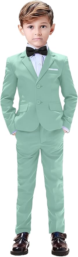 Boys Suits 5 Pieces Slim Fit Blazer Pants Black Blue Outfit Suit by Sailiiny