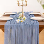 Socomi 4pcs Dusty Blue Table Runner Spring Easter Cheesecloth Table Runner 170 - Image 6