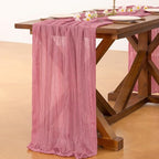 Socomi 4pcs Mauve Table Runner Spring Easter Cheesecloth Table Runner 170 inch - Image 5