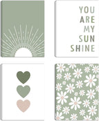 Boho Wall Art Set of 4 Sage Green Nursery Wall Decor You Are My Sunshine Canvas by Unknown