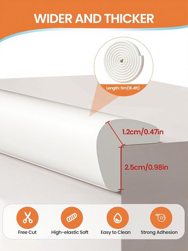 Baby Proof Edge Corner Protector, 16.4FT 0.47''Th L-Shape Furniture Corner & - Image 2