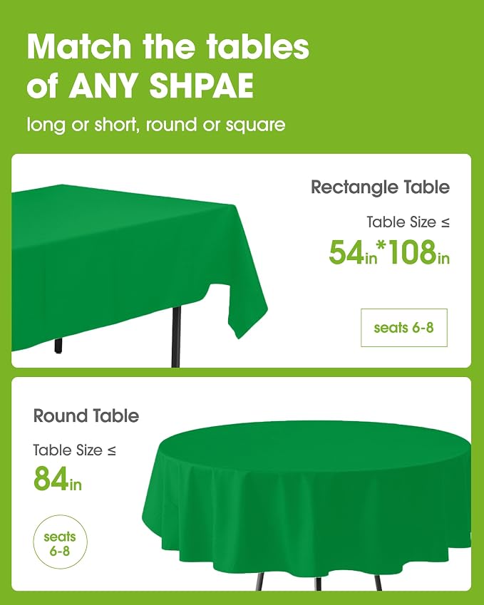 Pureegg Plastic Table Cloth Disposable 8 Pack, 54 x 108 Inch Table Cloths - Image 2