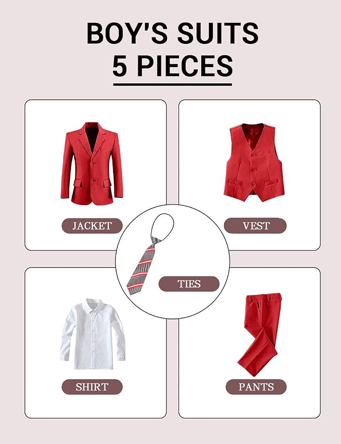 Boys' Formal Suit Set Slim Fit Kids Formal Suits Toddler Tuxedo Wedding Prom - Image 3