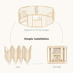 Foldable Wooden Baby Playpen Activity Center, Adjustable Size & Shape Portable - Image 3