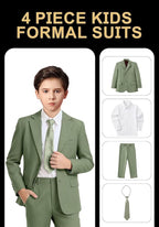 Boys Formal Suit Set 4 Pieces Kids Tuxedo Ring Bearer Outfit - Image 2