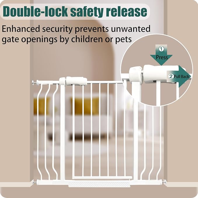 38.5-43.5 Inch Extra Wide Baby & Dog Gate, Pressure Mounted Walk Through - Image 4