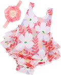 Baby Girl's Floral Print Ruffles Romper Summer Clothes by PrinceSasa