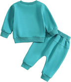 Toddler Boy Fall Outfit 2-piece Baby Boy Solid Color Cotton Clothes Infant Long - Image 5