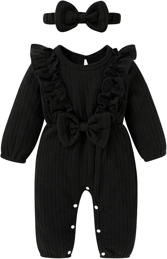 Happy Town Baby Girl Romper Infant Fall Winter Clothes Ruffle Sweater Long by HappyTown