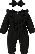Happy Town Baby Girl Romper Infant Fall Winter Clothes Ruffle Sweater Long by HappyTown