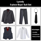 Boys Suit for Kids Teens Formal 5 Piece Tuxedo Suit Set - Image 2