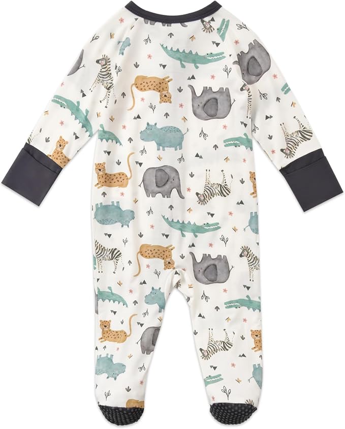 Baby Footed Pajamas with Mittens Rayon from Bamboo 2pcs Newborn Infant 2-way - Image 5