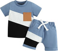 Rtnnsbbfcm Newborn Baby Boy Summer Clothes Short Sleeve Color Block Front by Rtnnsbbfcm