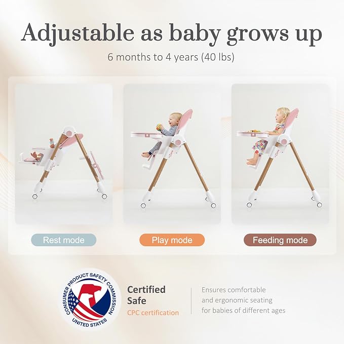 Mallify Foldable High Chairs for Babies and Toddlers, 3-in-1 Convertible Baby - Image 3