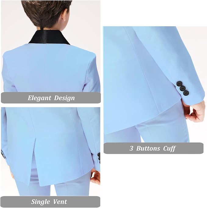 Boys Suit for Toddler Tuxedo Kids Formal Suits Set 5 Pieces Wedding Outfit - Image 4