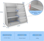 Gray Kids Bookshelf for Nursery Toddler Baby Sling Book Rack Adjustable Shelf - Image 9