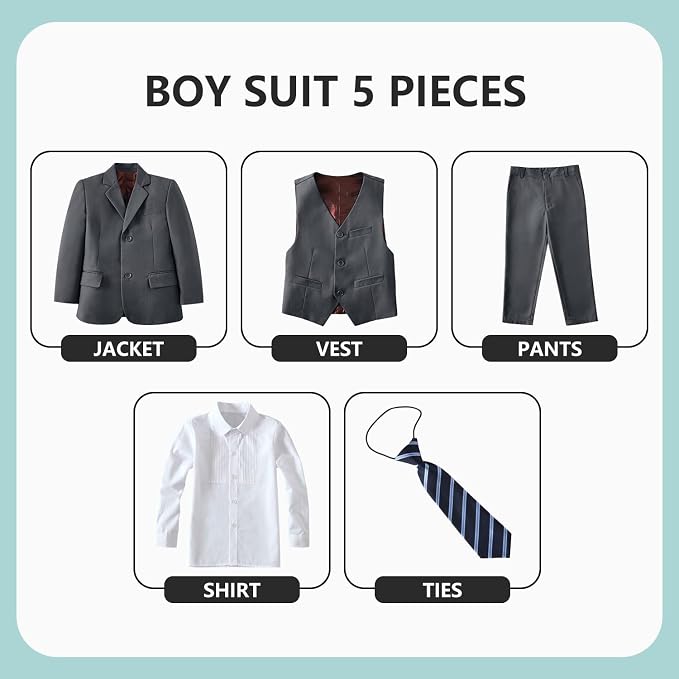 Boys' 5 Piece Formal Suit Set - Image 2