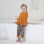 Kulcerry Toddler Baby Girl Clothes Solid Color Long Sleeve Ruffle Tops Pants - Image 4