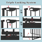 WAOWAO Triple Lock Baby Gate Extra Wide 86.22-90.55" Pressure Mounted Walk - Image 2