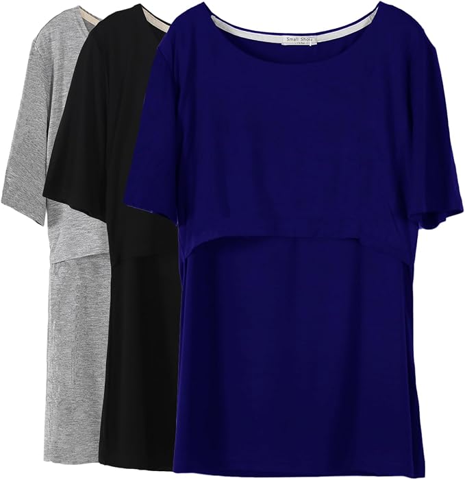 Smallshow Women's Maternity Nursing Tops Short Sleeve Breastfeeding Clothes by Smallshow