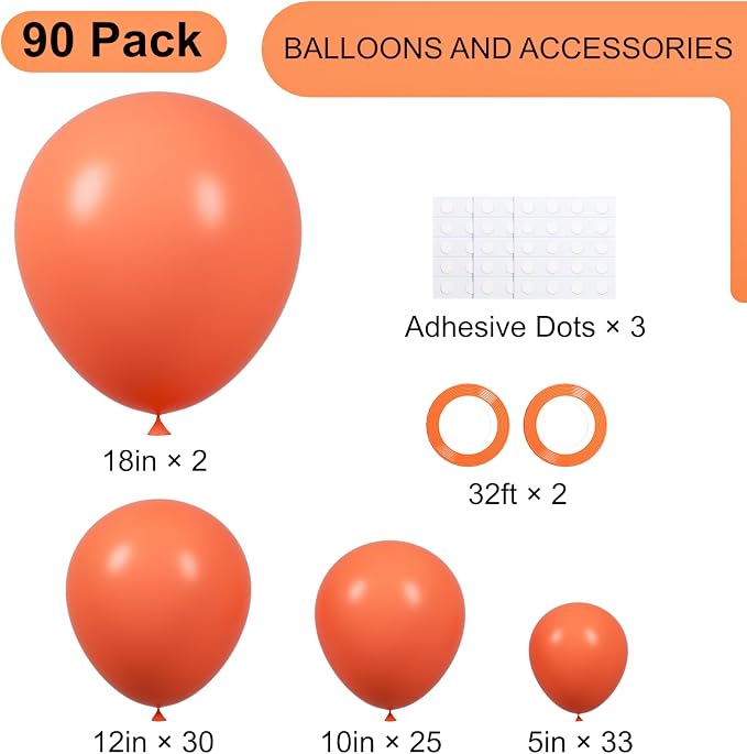 90pack Coral Red Balloons Different Size 18/12/10/5 Inch Coral Red Balloon - Image 2