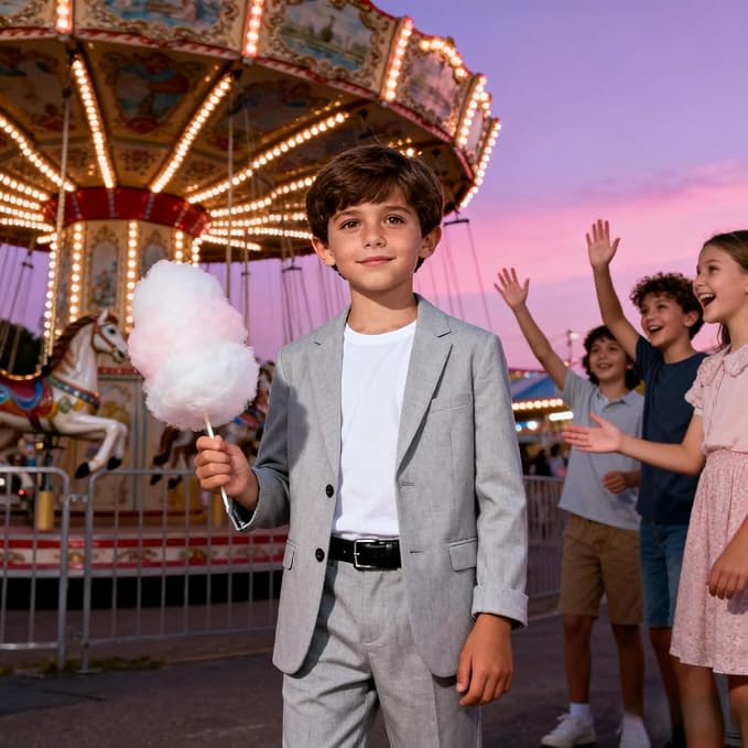 Boys Formal Suit Set 4 Pieces Kids Tuxedo Ring Bearer Outfit - Image 7