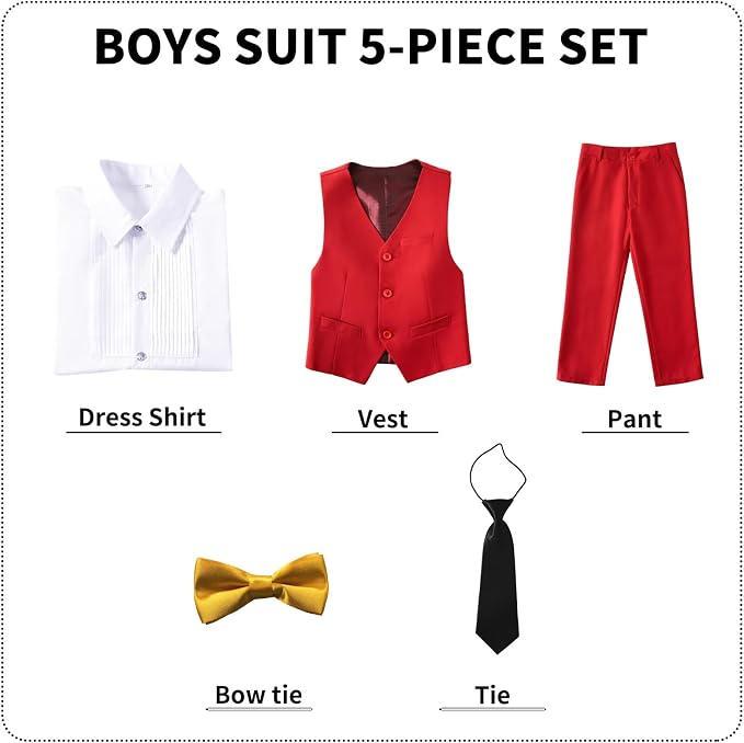 Boys' Suits Formal Slim Fit Tuxedo Boys Vest and Pants Set - Image 5