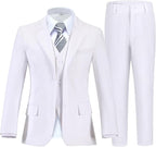 Boy's Suit Formal Slim Fit 5 Pieces Suit Set Blazer Vest Pants by Fesenbo