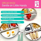 Stainless Steel Divided Plates + Silicone Sleeve and Storage Lid | Baby - Image 3